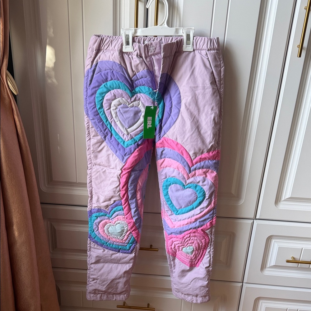 Colorful Heart Pattern Kids winter (down )pants
